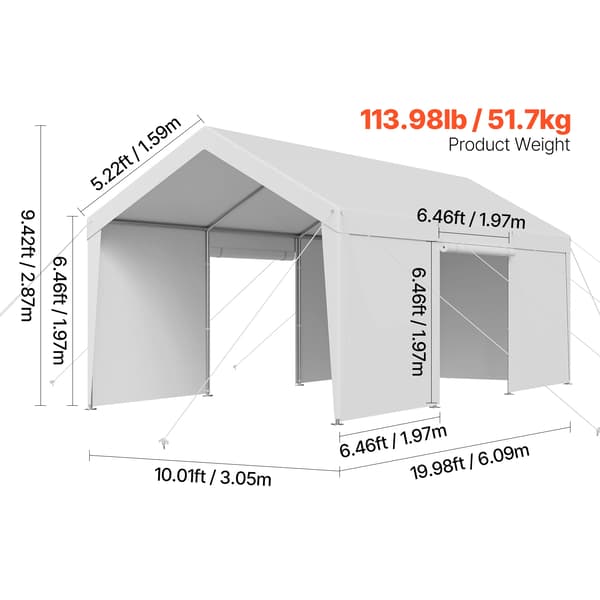 Bilöverdrag, Bärbart Bilskydd, Väderbeständigt Överdrag, Robust Stålram,10x20ft