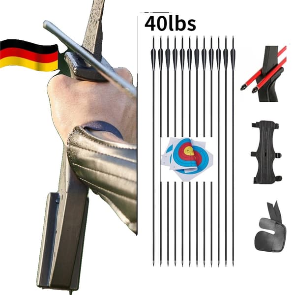 Recurve Båge, Högstyrkegrepp, Hållbara Grenar,40lbs