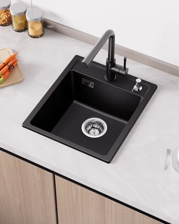 Køkkenvask, Indbygget Design, Nem Installation,sort