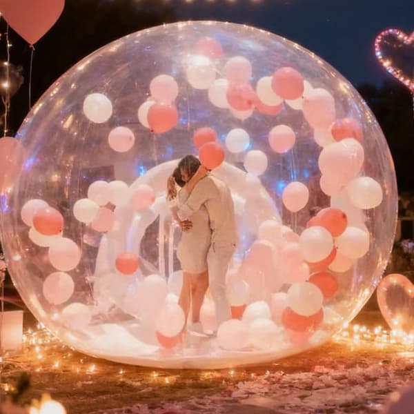 Uppblåsbar Bubbelhus, 360° Panoramautsikt, Snabb Montering,2.5meter med blåsmaskin