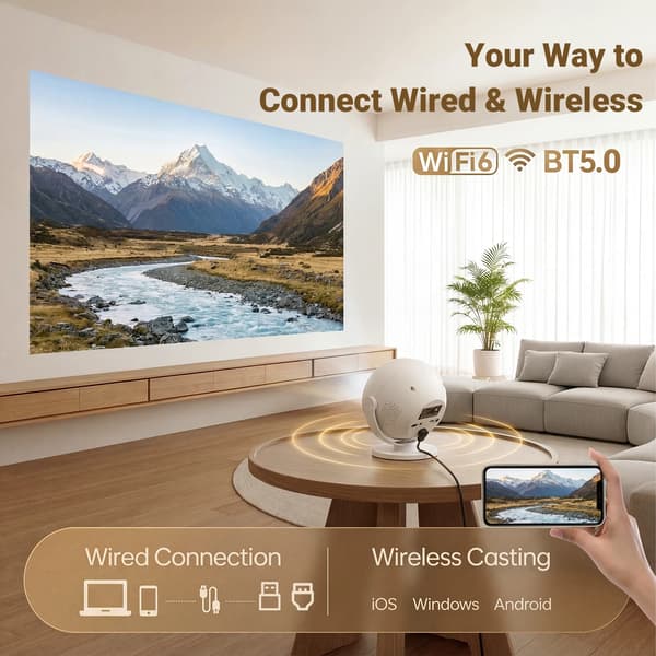 Projektor, 4K-kompatibel, Smart-forbindelse,Native 720P
