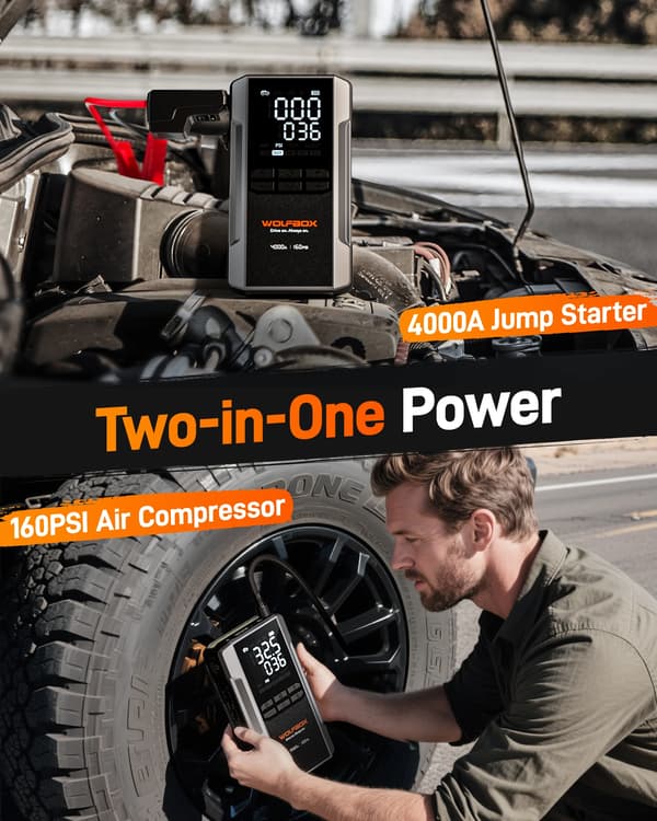 Startbooster, 4000A Toppström, 160PSI Luftkompressor, MEGAVOLT-24AIR