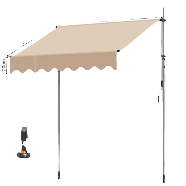 Markiser, Justerbar Höjd, Vattentät Design,Khaki 2.5x1.2m