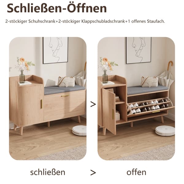 Sko cabinet, vikbara lådor, modern design,Träfärg