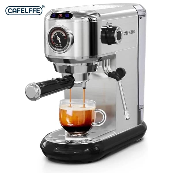 Espressomaskin, 20Bar Tryck, Mjölkskummare, Silver, EU