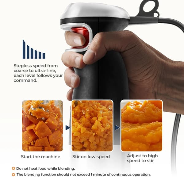 Håndblender, 6-i-1 Multi-Accessory Design, Rustfrit Stål Blade,6 i 1, sort