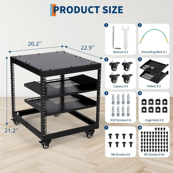 Serverrack, Justerbart Djup, Hållbar Stål Konstruktion,10U