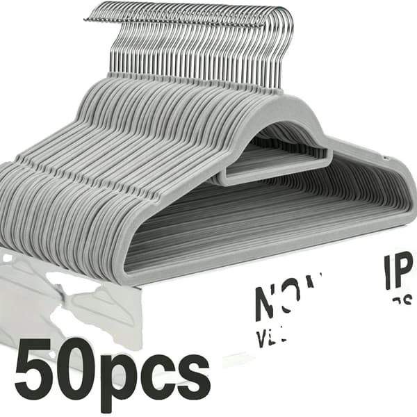 Sammetshängare, Antislipdesign, 360° Rotationskrok,GRÅ, 50st