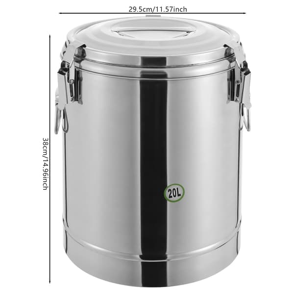 Isoleret Suppebeholder, Rustfrit Stål Konstruktion, 30L Kapacitet,20L