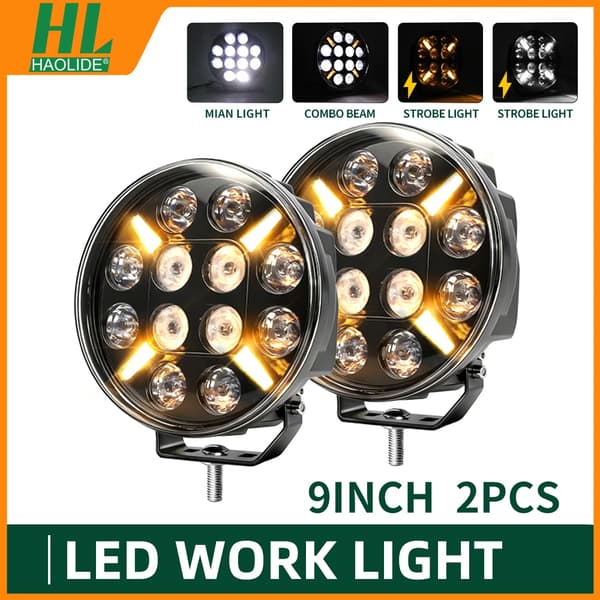 Arbejdslampe, Spot- og Positionsbelysning, Vandtæt Design,2PC 9tommer Strobe