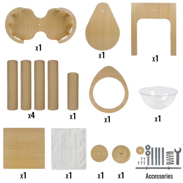 Kattetree, Multi-niveau platforme, Jute reb kløeposter,A