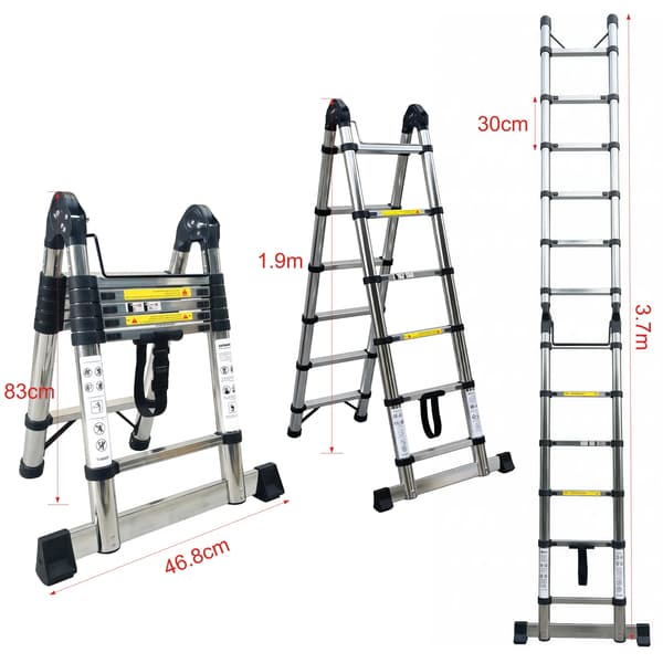 Teleskopstege, Tungt Utrustad, Halkfri Design,1.9m-1.9m