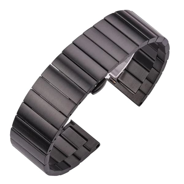 Urrem, Holdbart Rustfrit Stål, Hurtigfrigørelsesfunktion,18mm, sort-a