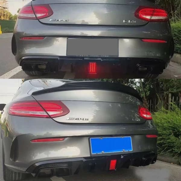 Bumper Diffuser, PP Plastmaterial, Kompatibel med AMG-Line Modeller,Glansig svart