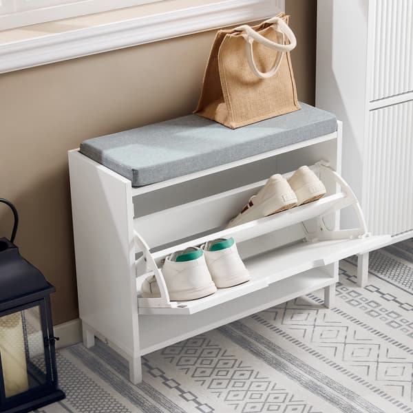 Sko Rack, Pladsbesparende Design, Alsidig Siddeplads,HVID