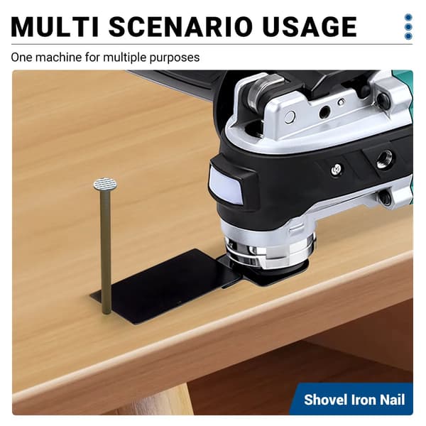 Oscillerande Multi-Tool, Borstlös Motor, 6 Hastighetsinställningar,2 Batterier