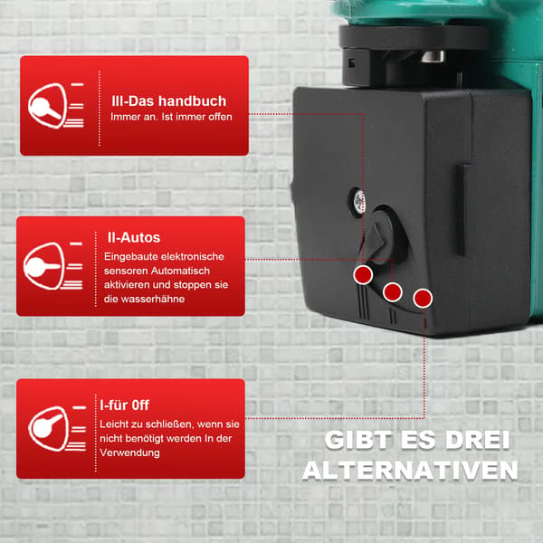 Vandcirkulationspumpe, Kompakt Design, Stille Drift,125W 220V