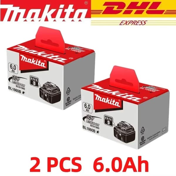Uppladdningsbart batteri, 18V kompatibelt, 6000mAh kapacitet, 2PCS 6.0Ah