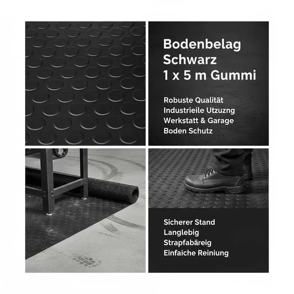 Gulvmåtte, Holdbar Gummi, Skridsikker Overflade,Sort
