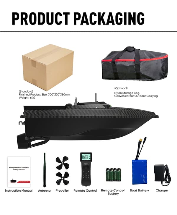 Bait Boat, 3 kg Belastningsevne, GPS Navigation,SORT