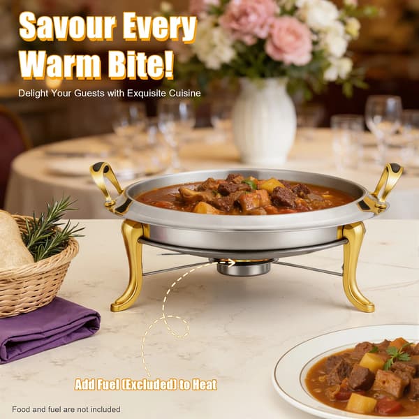 Chafing Dish, Rustfrit Stål, Stor Kapacitet,11 Inches, Sølv
