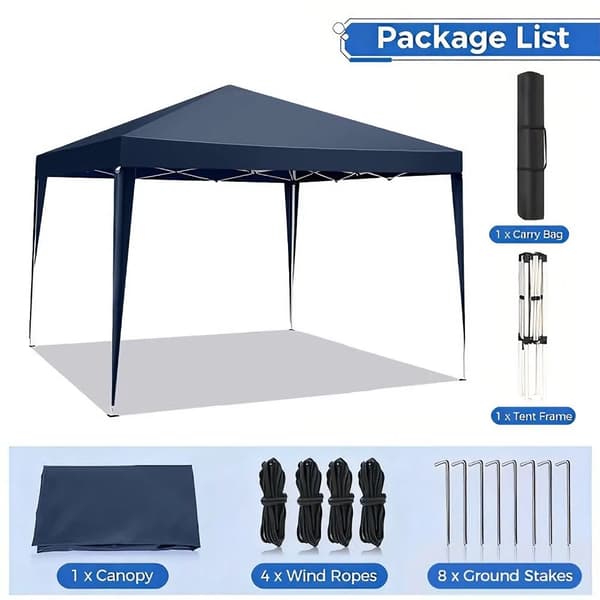 Gazebo, UV-beskyttelse, Nem opsætning,Mørkeblå-3x3Meter