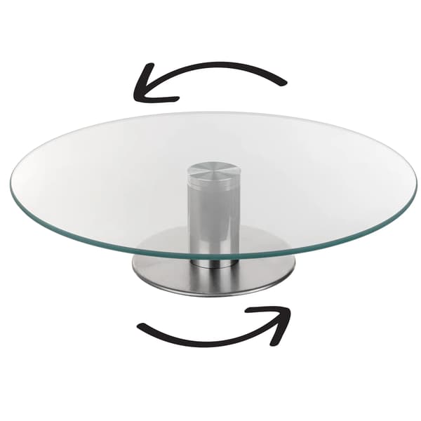 Roterende Kagefad, 28 cm Diameter, Rund Form, Glasmateriale, FCM Certificering, Velegnet til Kagepræsentation