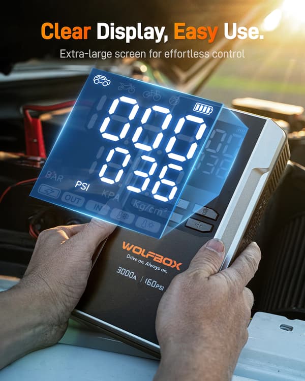 Jump Starter, Luftkompressor, Hurtigopladning,MEGVOLT-16AIR