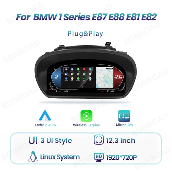Digitaalinen instrumenttipaneeli, langaton Carplay, Plug and Play -liitäntä,E87 E88 E81 E82