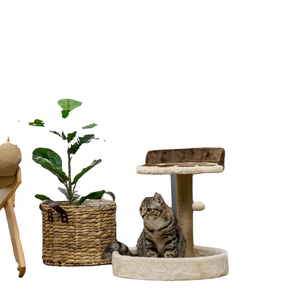 Kattens Kradsetræ, Dobbelt Platforme, Holdbart Sisal Materiale,M, Bordeaux