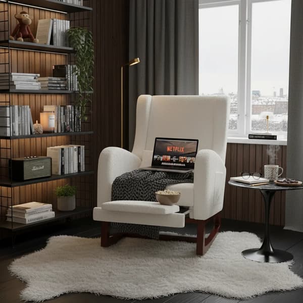 Gungstol, Modern Design, Fällbar och Bekväm,Ris Vit