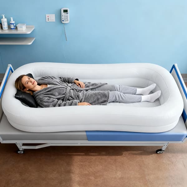 Uppblåsbar Badkar, Bärbar Design, Ideal för Begränsad Rörlighet,VIT