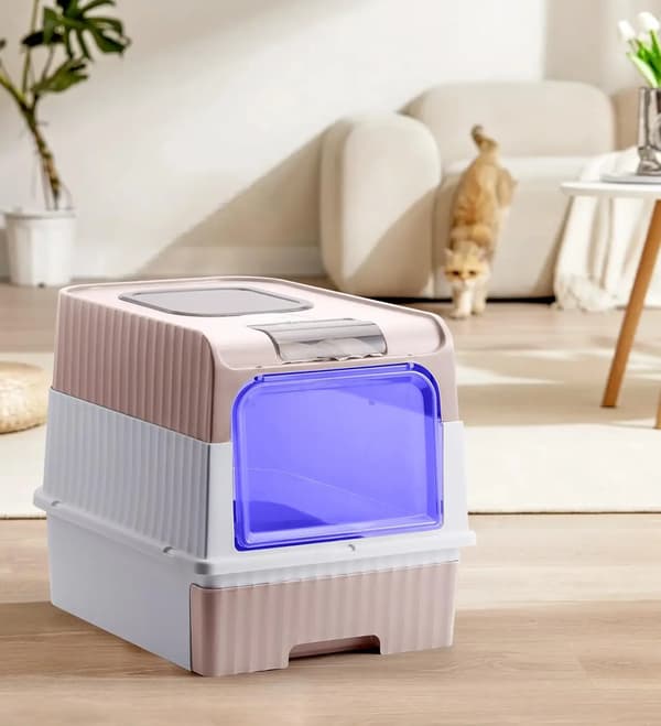 Kattlåda, UV-sterilisering, luktkontroll,Rosa, XL-b