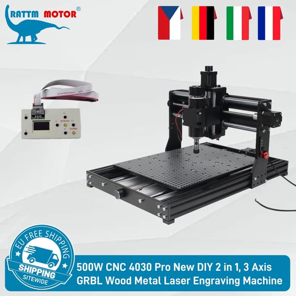 CNC Router, 500W 4030 Pro DIY Graveringsevner, 3 Akser, Offline Controller,TILFØJ offline