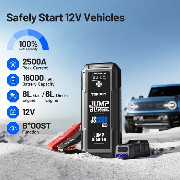 Bilstartare, 2500A Spänningsspik, 16000mAh Powerbank,JS2000PRO