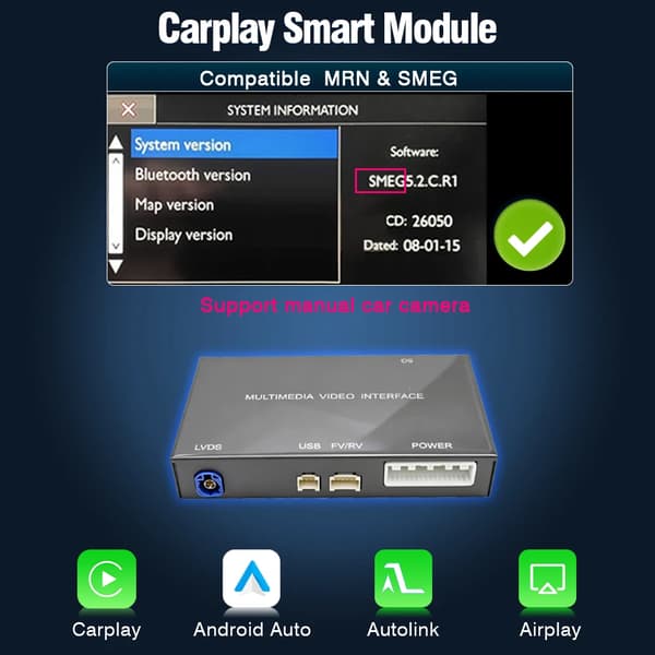 Trådløs Carplay Android Auto Modul, Problemfri Smartphone Integration, Forbedret Lydkvalitet,Manuel OEM CAM Modul