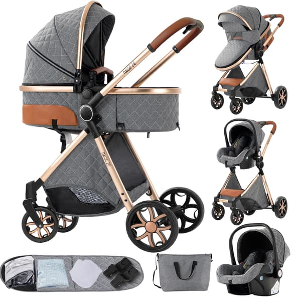 Babyvogn, EVA-hjul, justerbar sæde,XV9-GRÅ