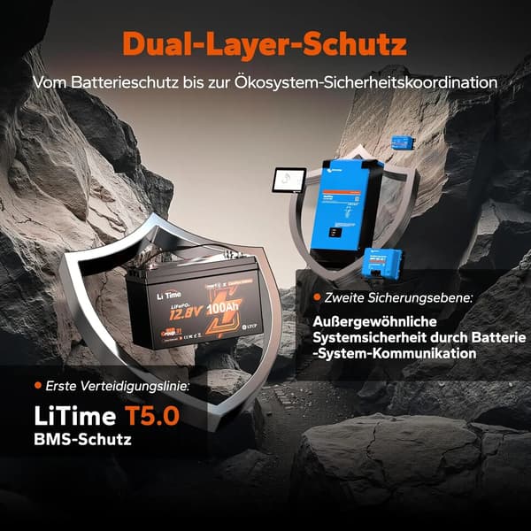 Lithiumbatteri, 100A BMS, Bluetooth-kompatibilitet, lavtemperaturbeskyttelse,sort