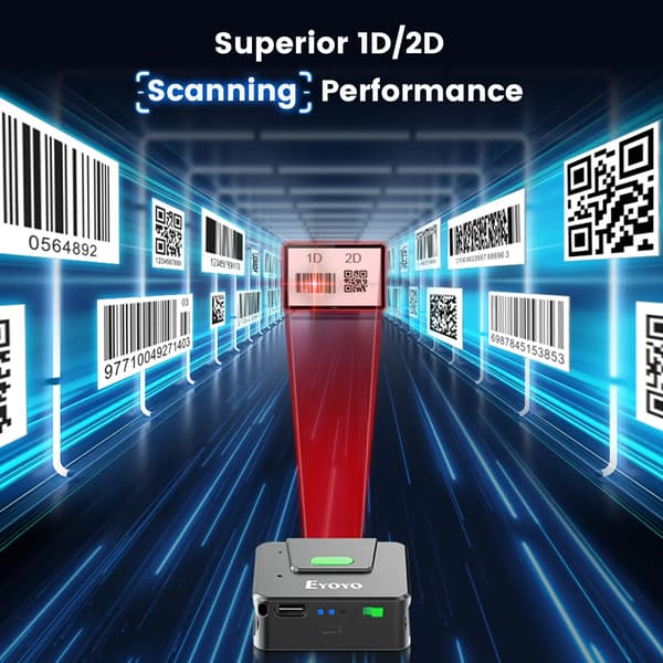 Stregkodescanner, Bluetooth-forbindelse, Håndfri design,opgraderet 2D scanner