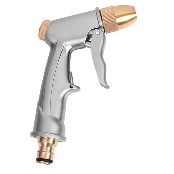 Trädgårdsvattenpistol, Metall- och Messingskonstruktion, Högtrycksspray,Silver