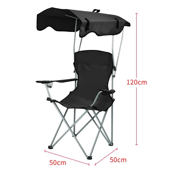 Foldbar Campingstol, Letvægts, Solbeskyttelse,sort