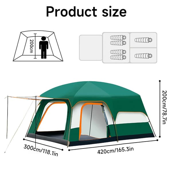 Campingtält, Rymlig Design, Förbättrat Skydd,grön L