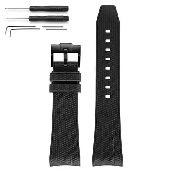 Urrem, Flydende Silikone Materiale, Holdbar Rustfrit Stål Spænde,Sort02, 22mm-a