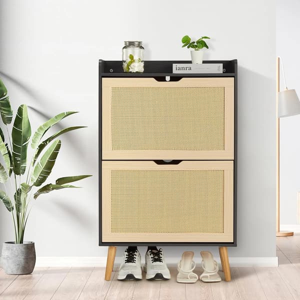 Sko Skab, Slank Design, Opbevaring til 12-15 Par,sort