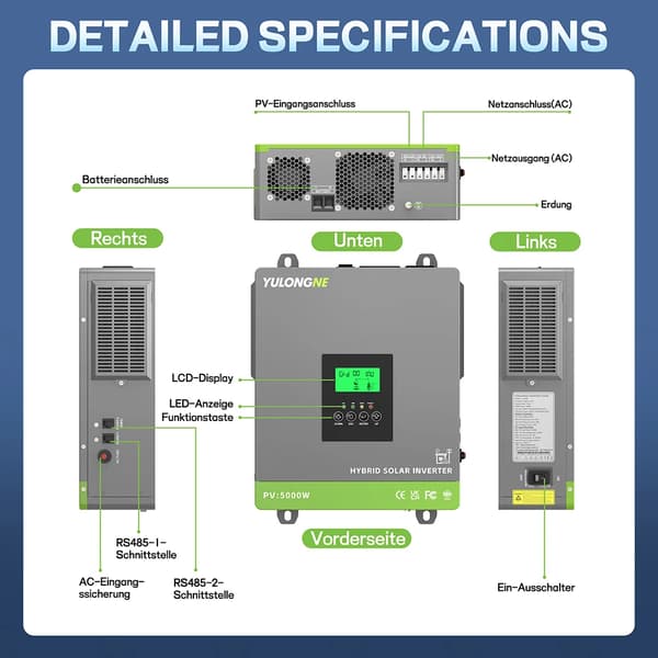 Sol inverter, indbygget MPPT-controller, understøtter lithiumbatterier,24V-3.3kW