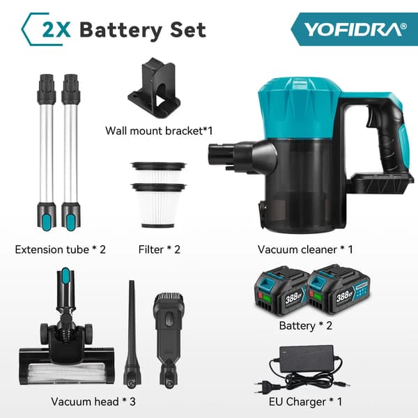 Dammsugare, Kraftfull Sugförmåga, Borstlös Motor,2 Batteri