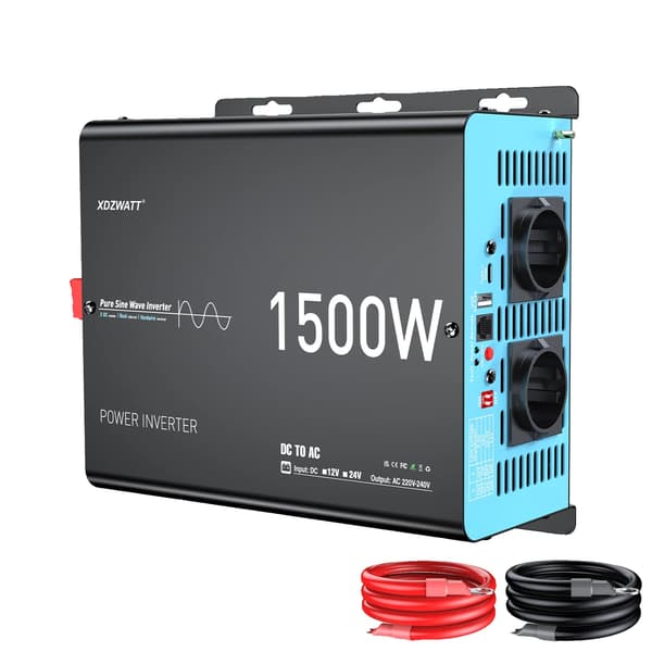 Strømomformer, DC til AC konvertering, høj effektivitet,24V 1500W (3000W Peak)