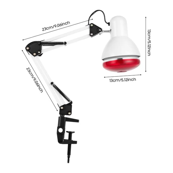 Infraröd Terapi Lampa, 360° Justerbart Huvud, Fällbar Design,VIT