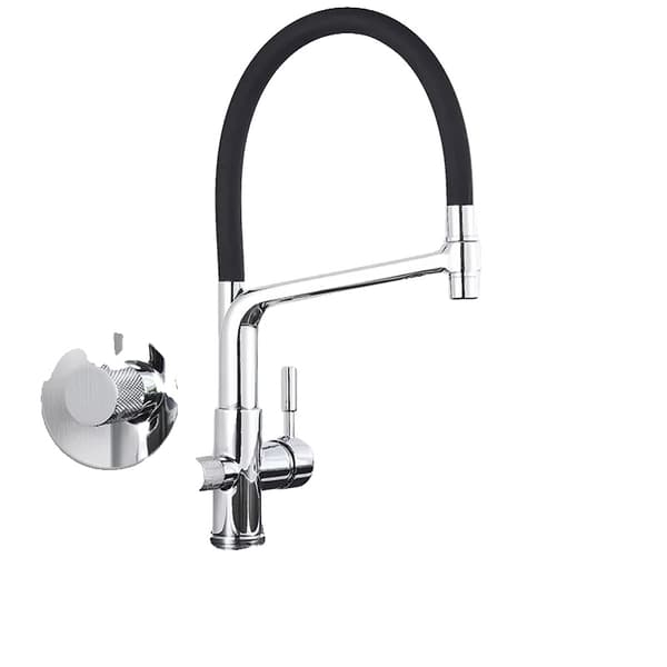 Køkkenarmatur, Messingkonstruktion, Dobbeltudløbsdesign,Chrome A