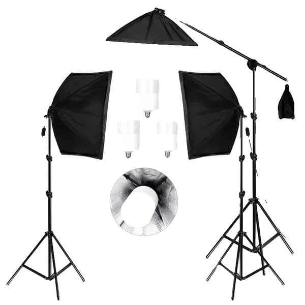 Softbox Belysningskit, E27 Kompatibilitet, Holdbare Materialer,3stk 40W pærer